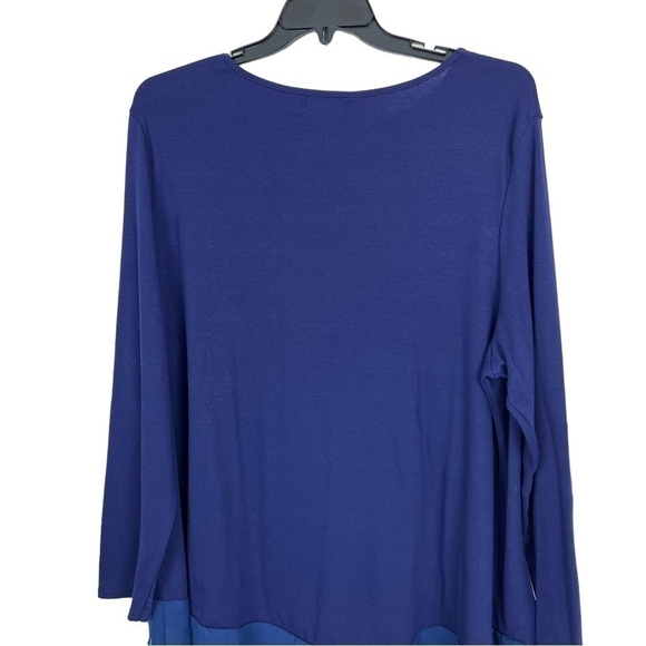 AMZPLUS Women’s Pullover Top Sz 5XL Color Blue Stretch Tiered Bottom Long Sleeve - Picture 4 of 10